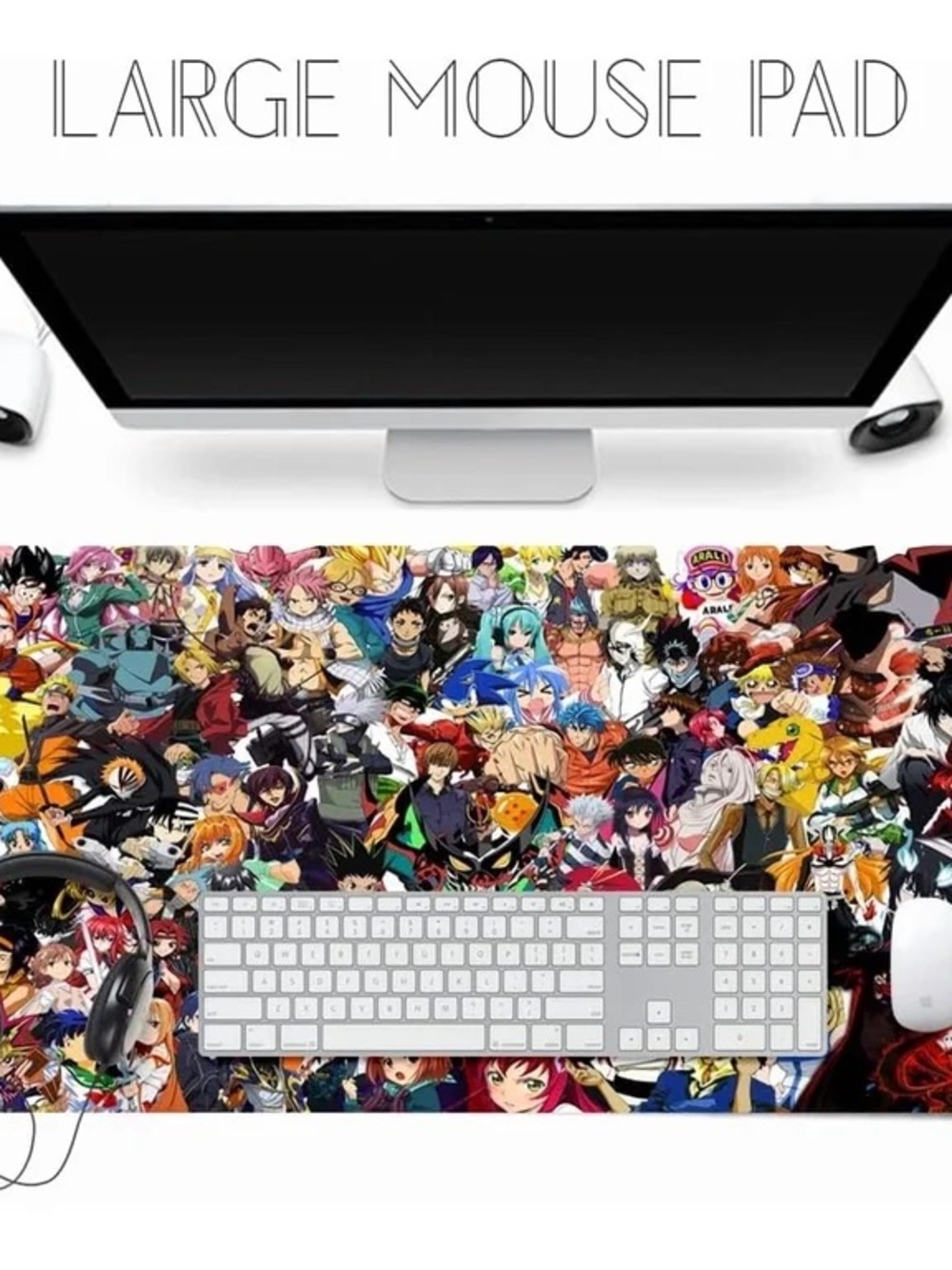 ANIME Desk Keyboard Mouse Pad, XXL Waterproof and Anti-Skid 35.4×15.75 inch